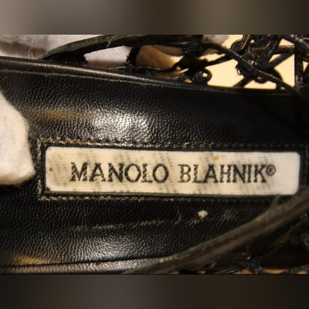 Manolo Blahnik Womens 6.5 HairyLeather Stiletto Slides Italy Shoes - Picture 15 of 16